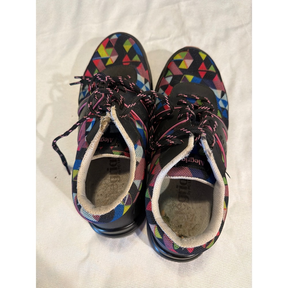 Alegria TRAQ Womens Smart Walking Shoes Black‎ Multi Geometric Lace Up Size 37